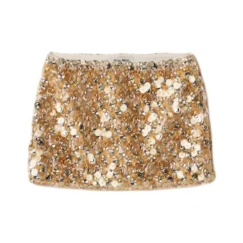 MIU MIU Silk And Wool Miniskirt Casual Short Skirts Women's Yellow