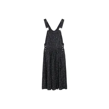 Fstudio Spring Korean Style Versatile Floral Fashion Bib & Brace Sleeveless Dress Women's Black