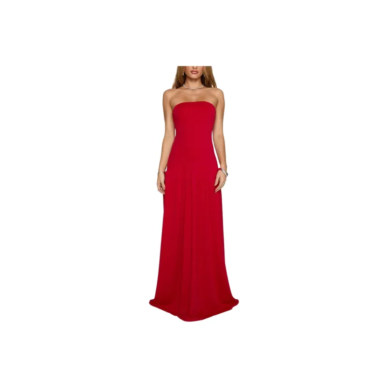 PRINCESS POLLY Move Me Strapless Maxi Dress Sleeveless Dress Women's RED/Red-0