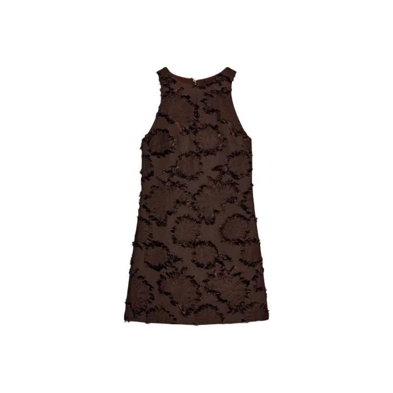ZARA Sleeveless Dress Women's Brown-0