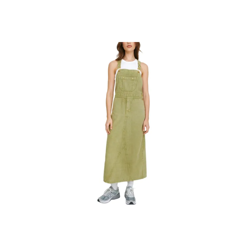NASTY GAL Casual Dungaree Dress Sleeveless Dress Women's Khaki-0