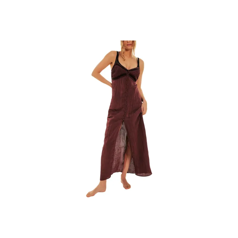 FREE PEOPLE Brighter Days Maxi Slip Slip Dresses Women's Shiraz-0