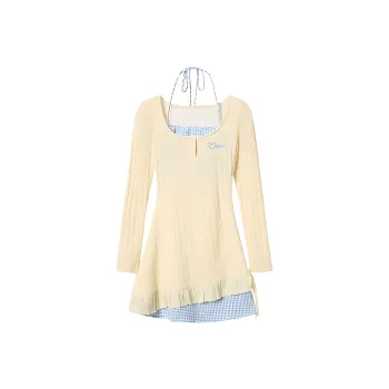 AHDO Long Sleeved Dress Women's Apricot
