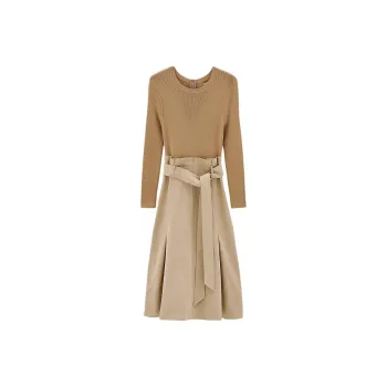 INSUN Long Sleeved Dress Women's Khaki