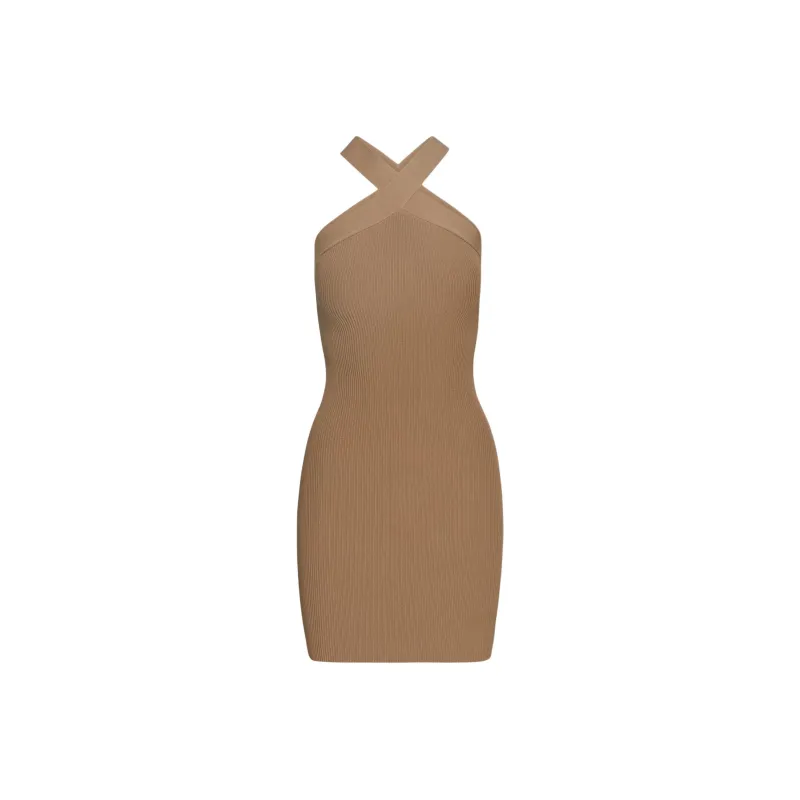 ARITZIA Babaton Sculpt Knit Criss Cross Dress Sleeveless Dress Women's Constant Camel/Long-Long-Long Camel-0