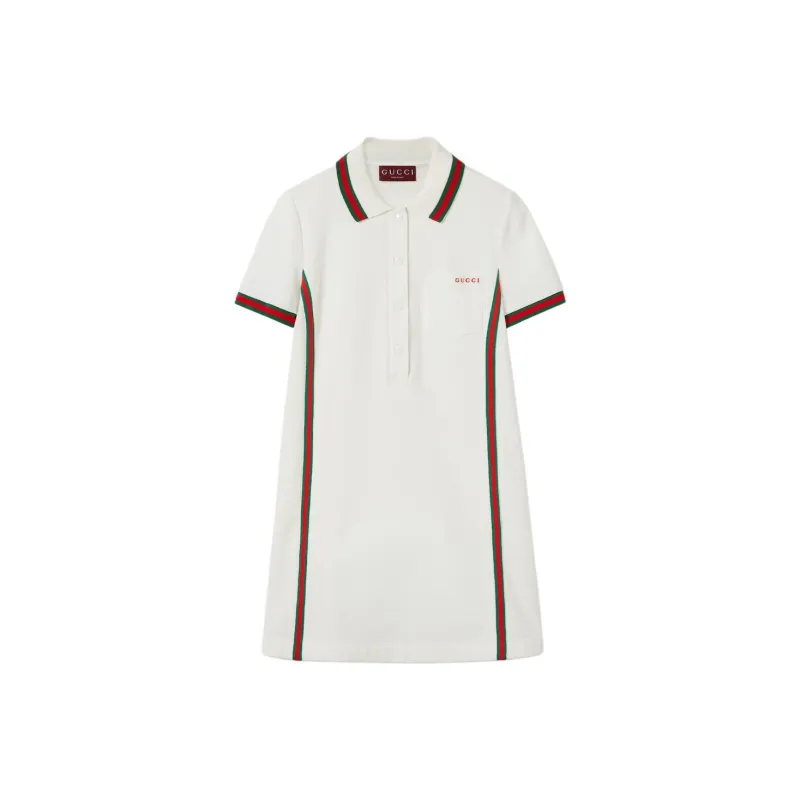 GUCCI Short Sleeved Dress Women's White-0