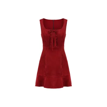 CHIWAWAMEME Sleeveless Dress Women's Sweet Berry Red