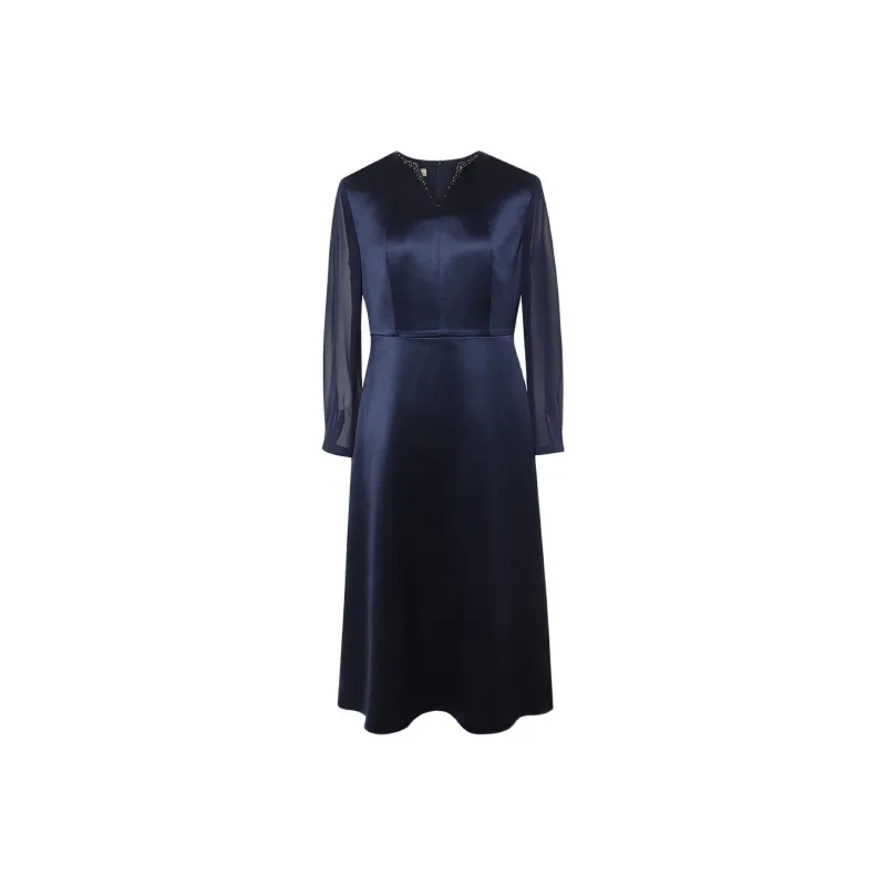 BBLLUUEE Long Sleeved Dress Women's Ink Blue-0