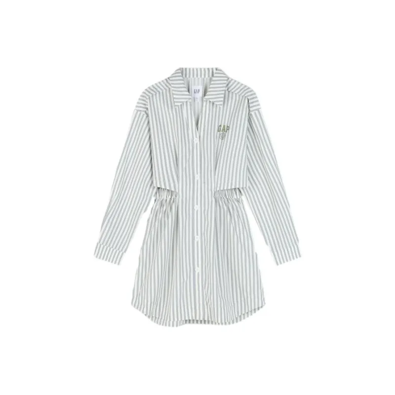 GAP Long Sleeved Dress Women's White Stripes-0
