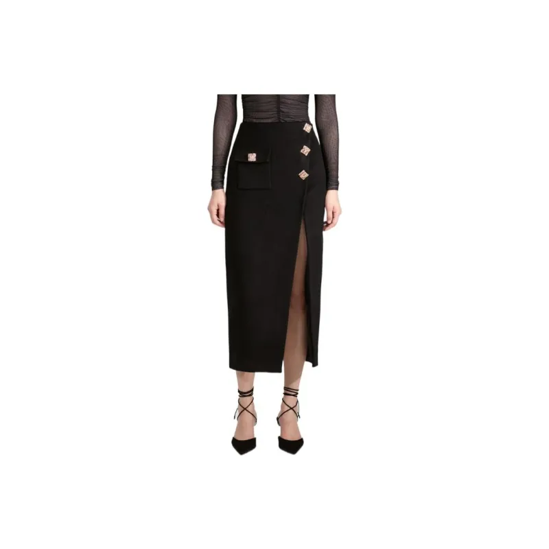 Self portrait Casual Long Skirts Women's Black-0