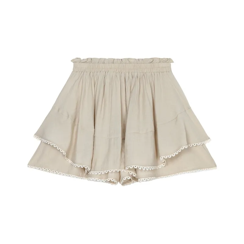 MUKOK Casual Short Skirts Women's Oat Milk Tea-0
