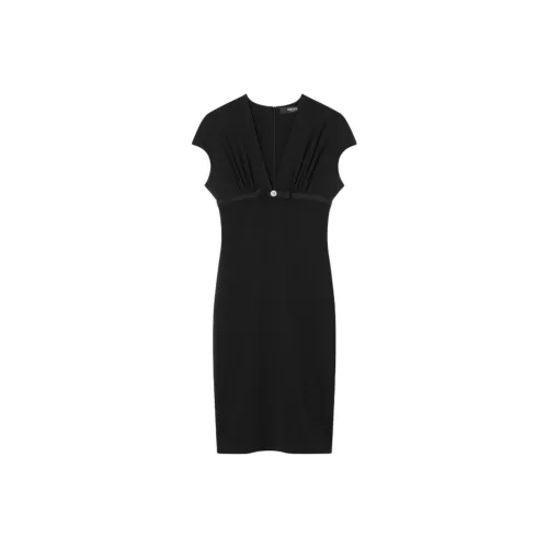 VERSACE Medusa V Neck Midi Dress
