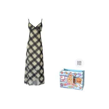 TWOPLUMGIRLS Slip Dress Women's Plaid Skirt