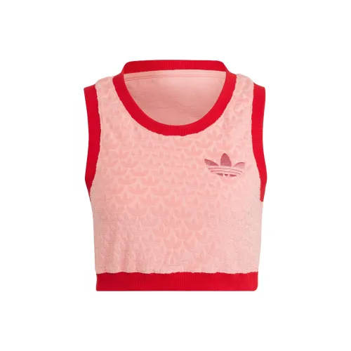 adidas SS22 Adicolor Heritage Now Monogram Crop Top Red