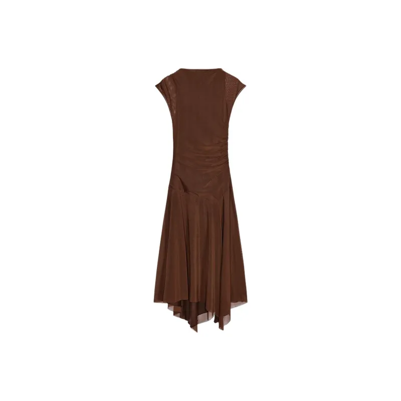 ZARA Sleeveless Dress Women's Brown-0