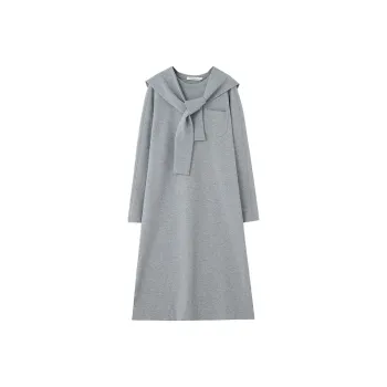 SOON FLOWER Long Sleeved Dress Women's Heather Gray