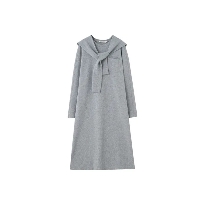 SOON FLOWER Long Sleeved Dress Women's Heather Gray-0