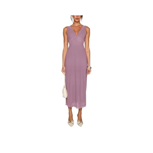 PRINCESS POLLY BETWEEN THE LINES LACE TRIM MAXI DRESS Sleeveless Dress Women's PURPLE/Purple