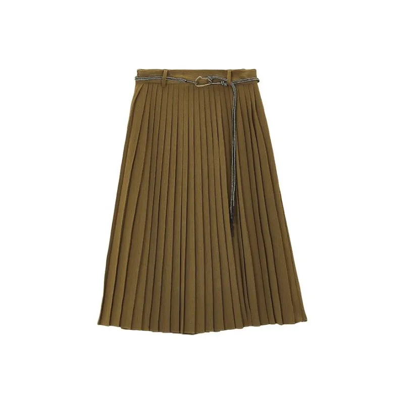 MSLAN Casual Long Skirts Women's Dijon Brown-0