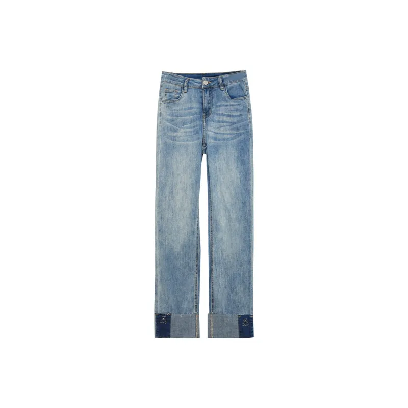 MUGUOGUOMU Jeans Women's Denim Blue-0