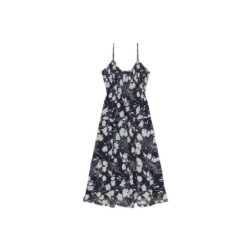 ARITZIA Wilfred Tuberose Dress Slip Dresses Women's Dark Night Nvy Lt Br/Black Background With White Print-0