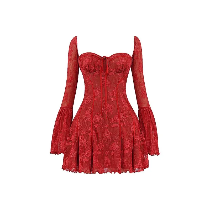 HOUSE OF CB Long Sleeved Dress Women's Red-0