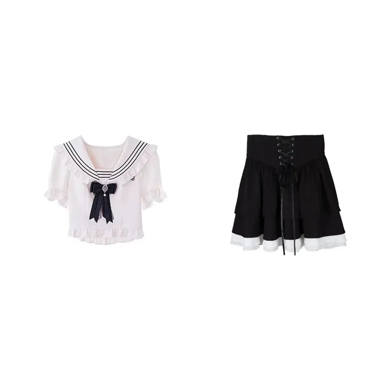 The King And The Nightingale Skirt Set Women's Black White-0