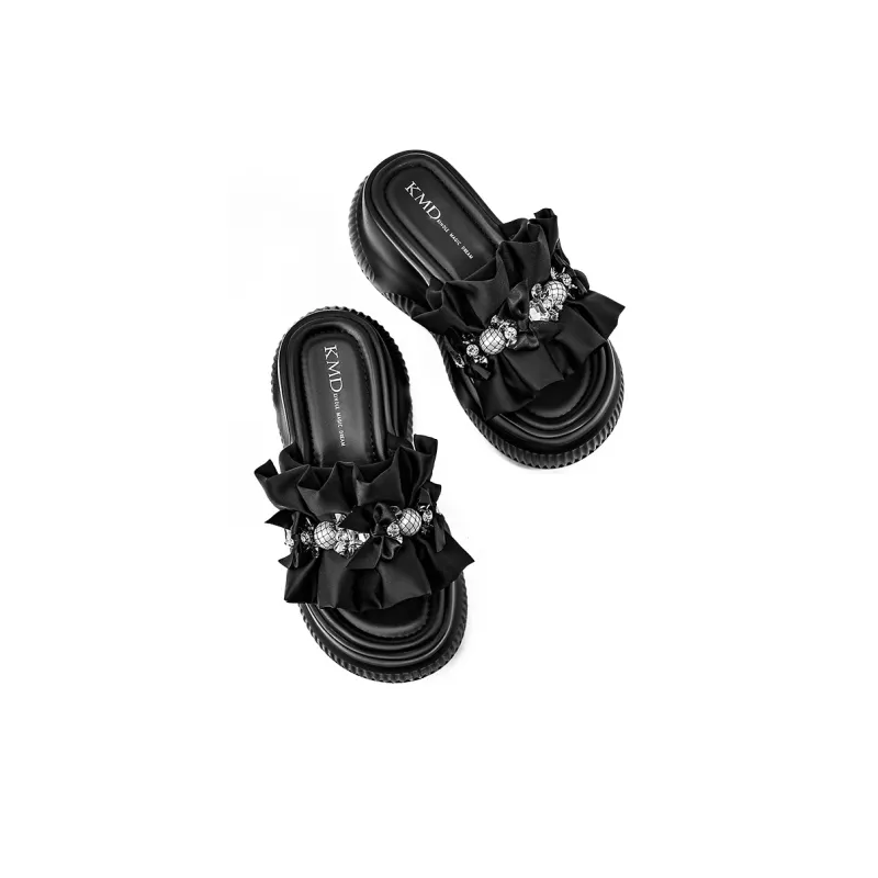 KMD Metal Rhinestone Quiet Slide Slippers Women's-2
