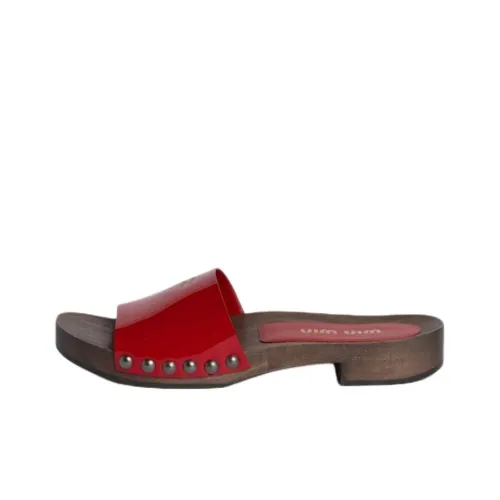 MIU MIU Slip Resistant Slide Slippers 3cm Women's Red