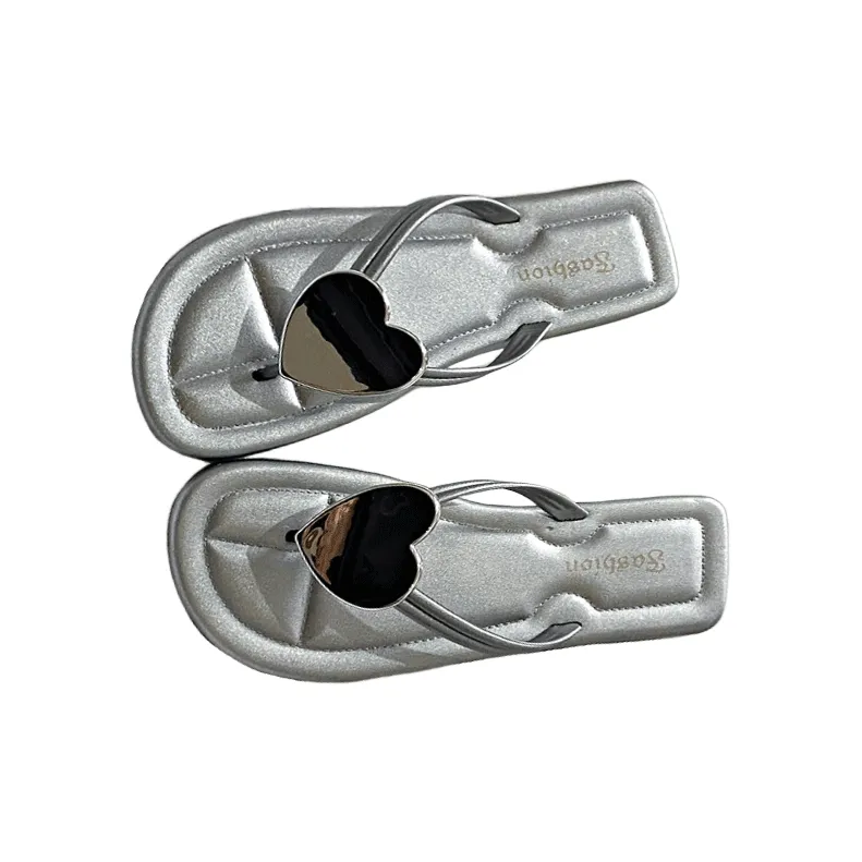 JINGEYU Women's Summer Flip Flops With Heart Shaped Design-5