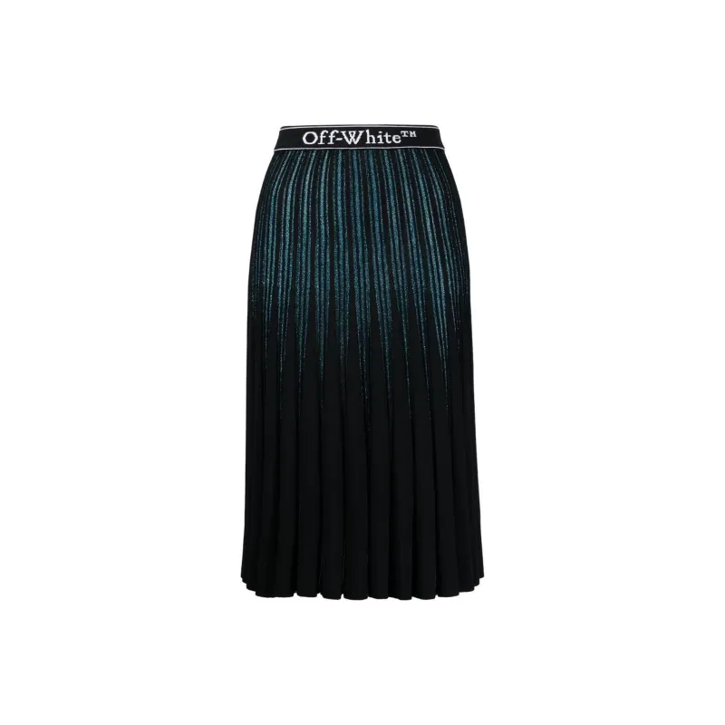 OFF WHITE Glitter stripe Pleated Skirt-0