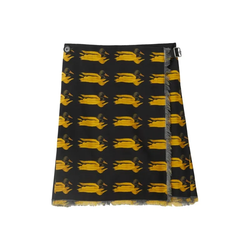 Burberry Animal-Printed Frayed-Edge Mini Skirt-0