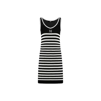 KARL LAGERFELD SS24 Sleeveless Dress Women's Black White