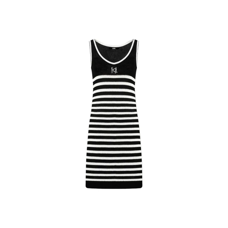 KARL LAGERFELD SS24 Sleeveless Dress Women's Black White-0