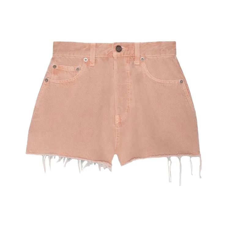 SAINT LAURENT Frayed Hem Denim Shorts-0