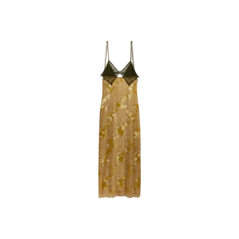 GUCCI Slip Dress Women's Light Yellow-0