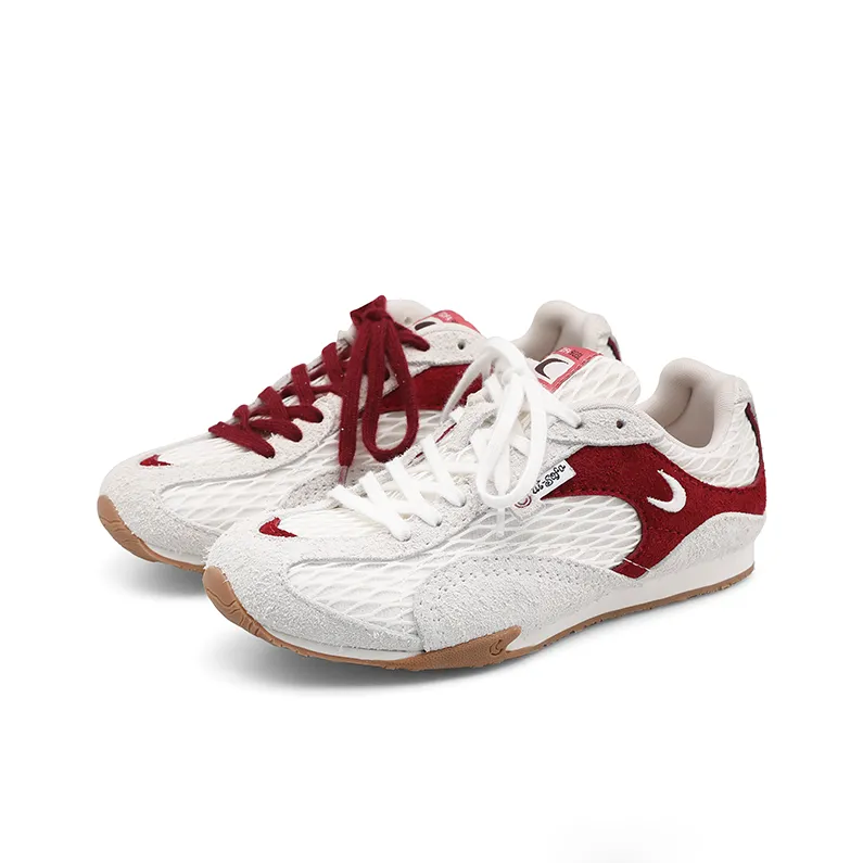 Cat&Sofa Slip Resistant Cushioning Low Top Casual Shoes Unisex White Red-1