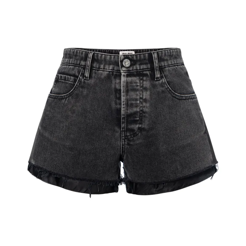 MIU MIU Denim Shorts Women's Dark Gray-0