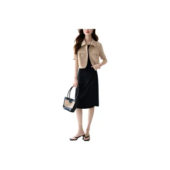 Mo Han Yi Mei Skirt Set Women's Inner Black, Outer Khaki