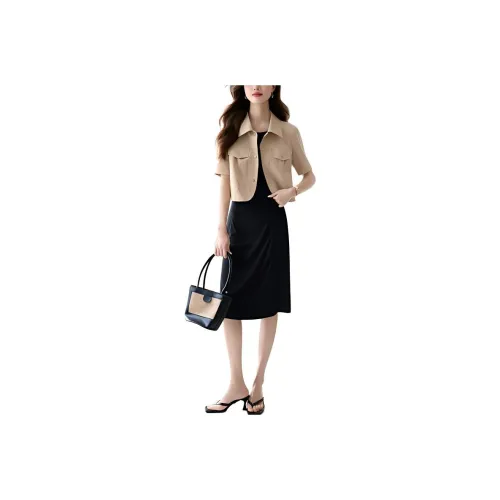 Mo Han Yi Mei Skirt Set Women's Inner Black, Outer Khaki
