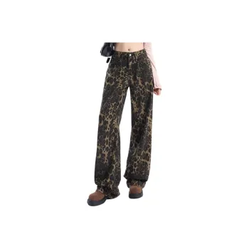 YINLEI Jeans Women's Leopard Print