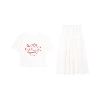 BVODE Two Piece Skirt Sets Women's White
