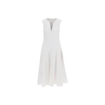 ROLAND MOURET V neck Cotton Midi Dress