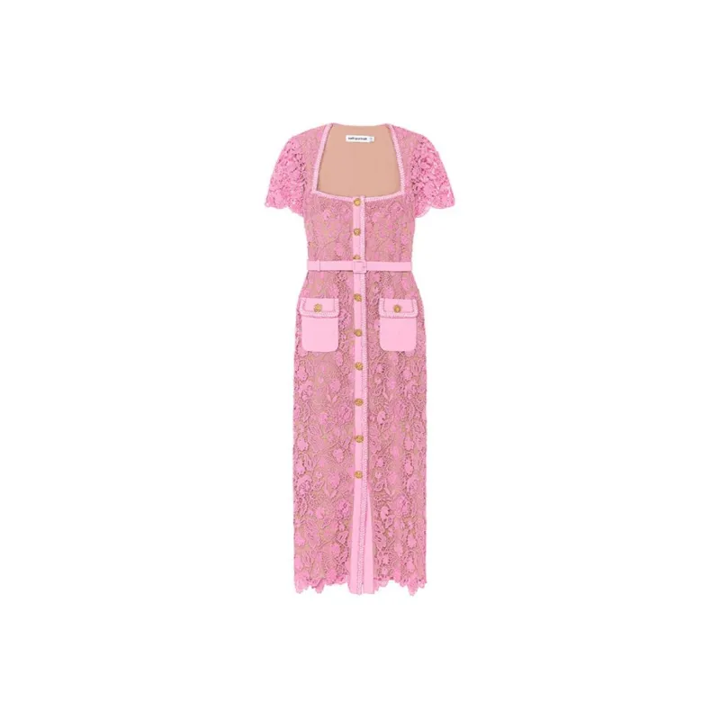 Self portrait Short Sleeved Dresses Women's Dark Pink-0