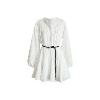 PLANE DRIFT Long Sleeved Dress Women's Gardenia White