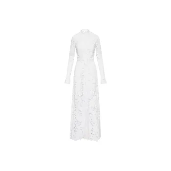OSCAR DE LA RENTA Guipure-lace Maxi Shirt Dress