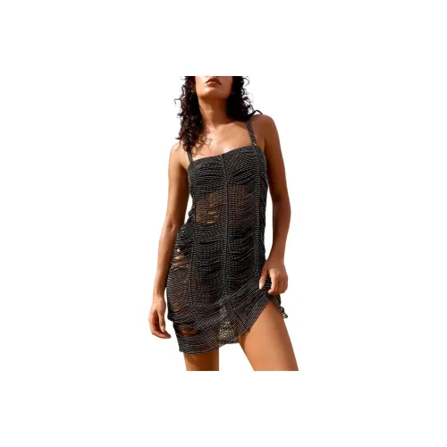 NASTY GAL Diamante Laddered Cage Dress Slip Dresses Women's Black