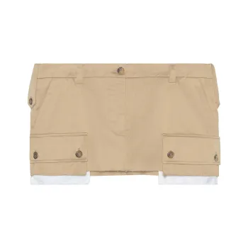 MIU MIU Chino Logo Detailed Mini Skirt