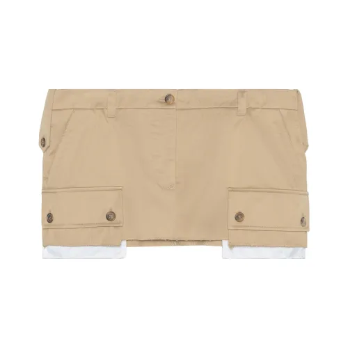 MIU MIU Chino Logo Detailed Mini Skirt