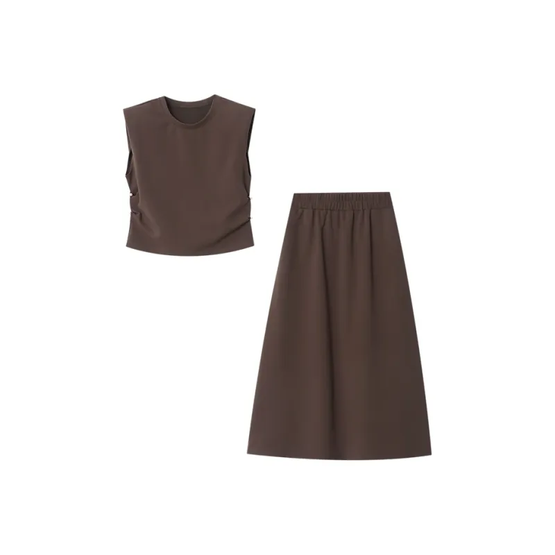 CHARM PICK Skirt Set Women's Coffee-0